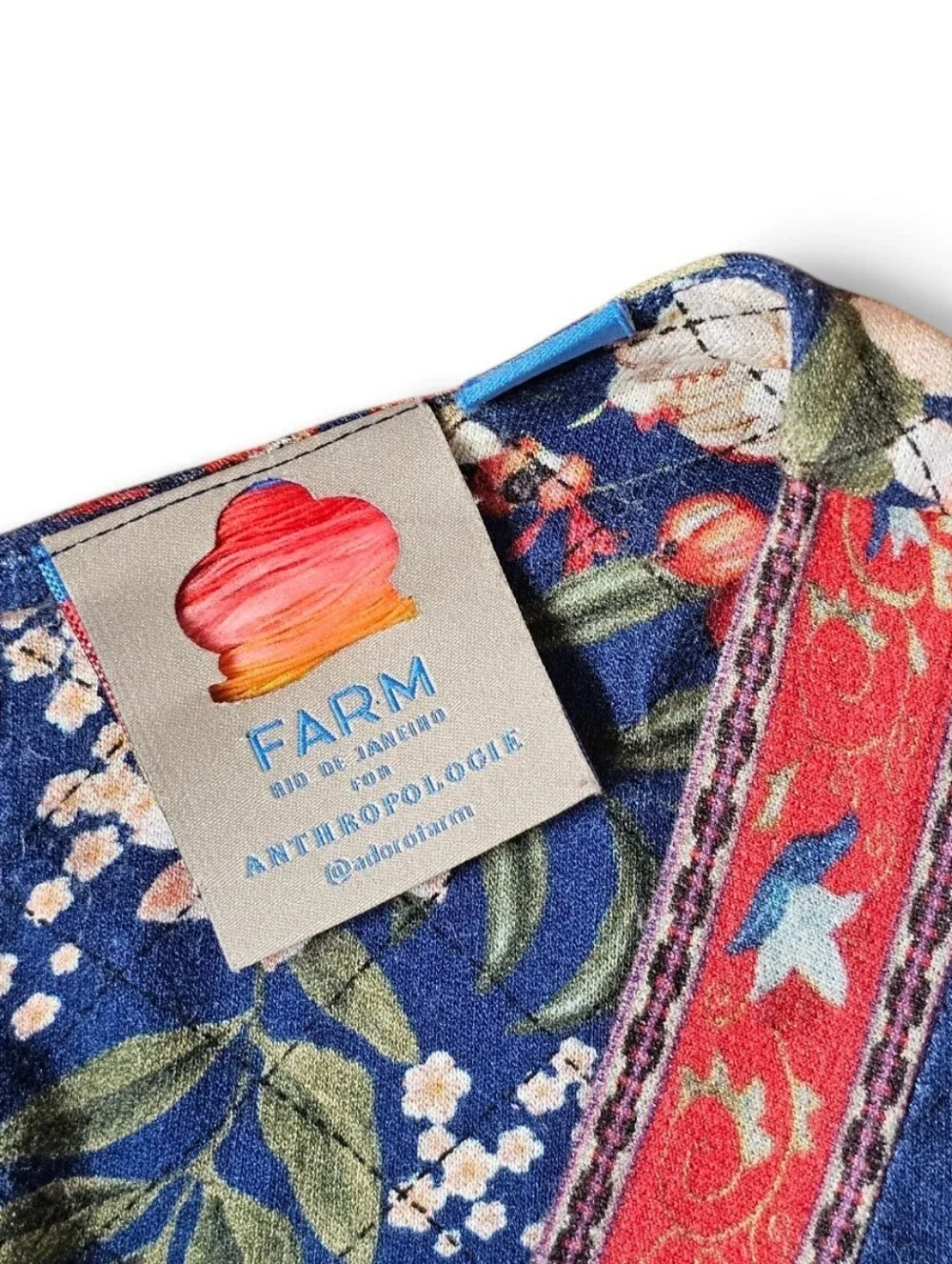FARM Rio Anthropologie Estelle Chic Bohemian Navy Floral V-Neck Romper, Size S
